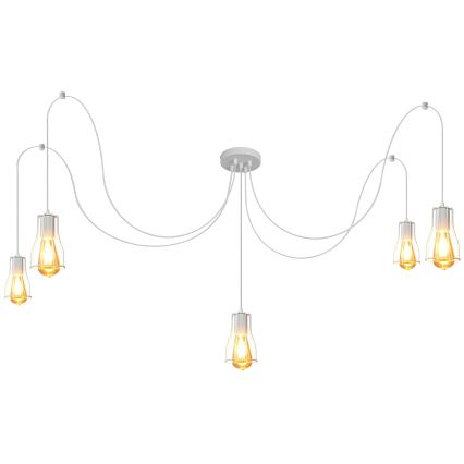 Lámpara colgante TUBE LONG 5xE27/10W/230V blanco