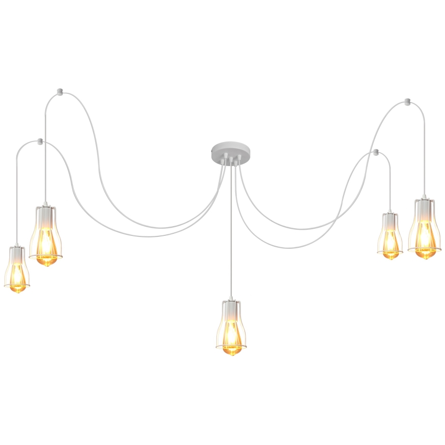 Lámpara colgante TUBE LONG 5xE27/10W/230V blanco