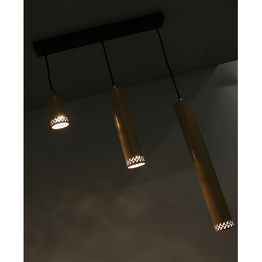 Lámpara colgante TUBO 3xGU10/25W/230V madera