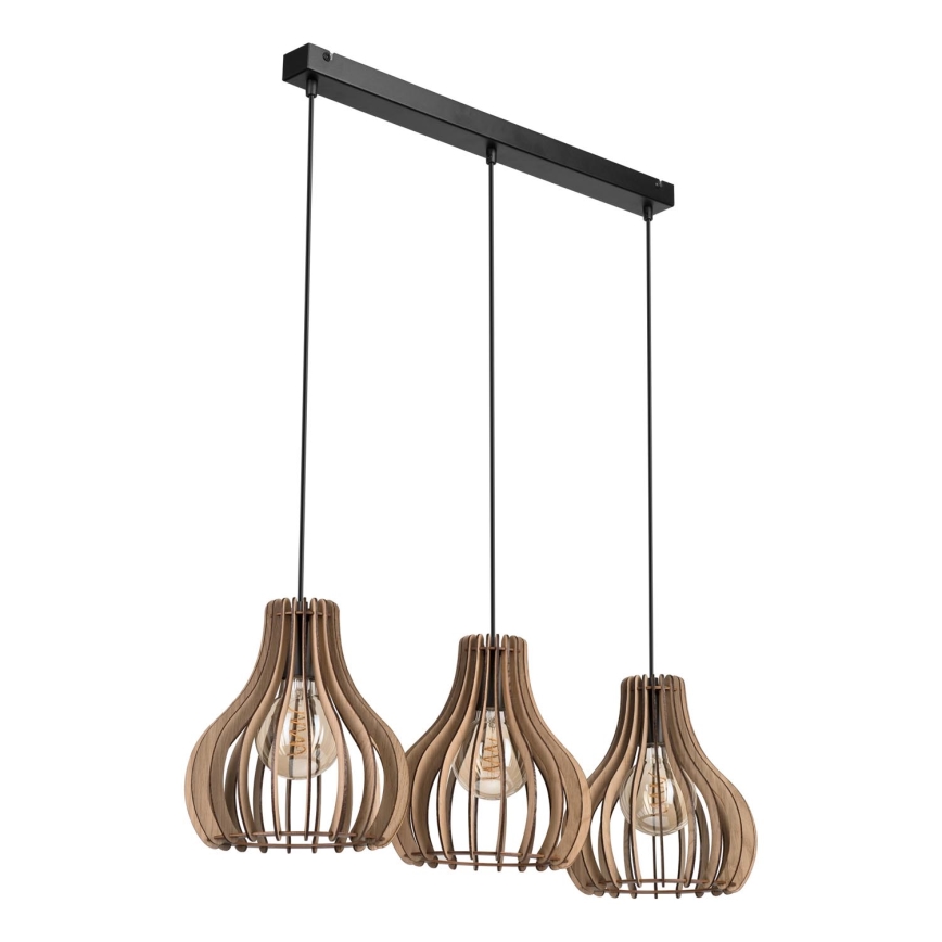 Lámpara colgante TUCCI 3xE27/15W/230V roble/negro