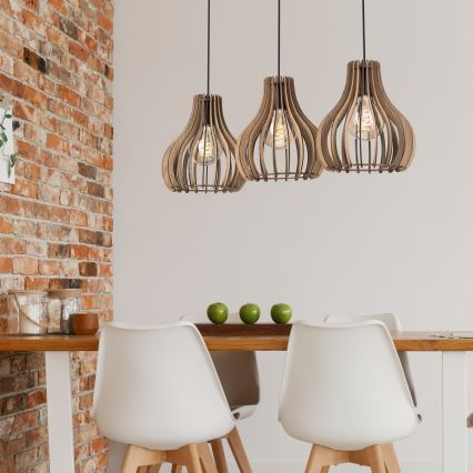 Lámpara colgante TUCCI 3xE27/15W/230V roble/negro