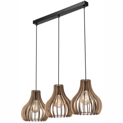 Lámpara colgante TUCCI 3xE27/15W/230V roble/negro