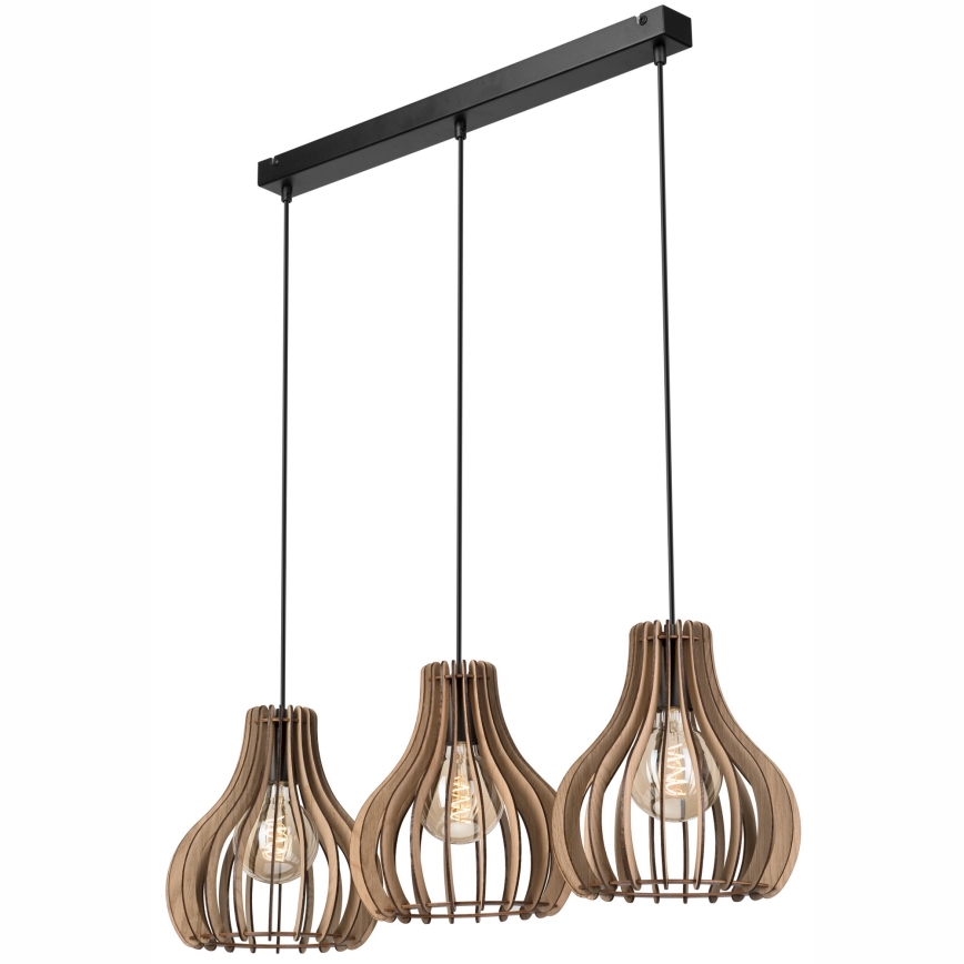 Lámpara colgante TUCCI 3xE27/15W/230V roble/negro