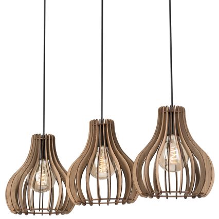 Lámpara colgante TUCCI 3xE27/15W/230V roble/negro