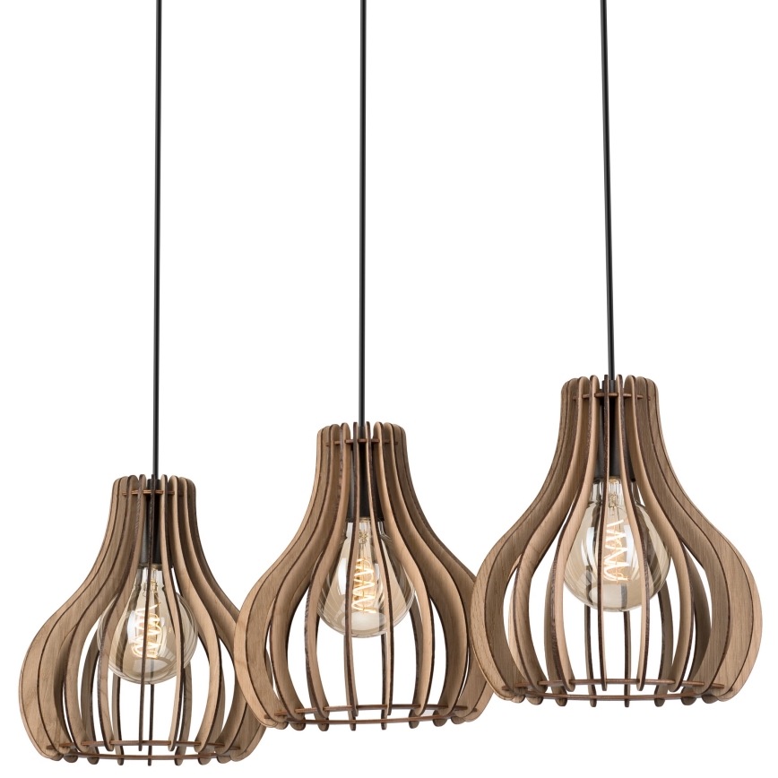 Lámpara colgante TUCCI 3xE27/15W/230V roble/negro