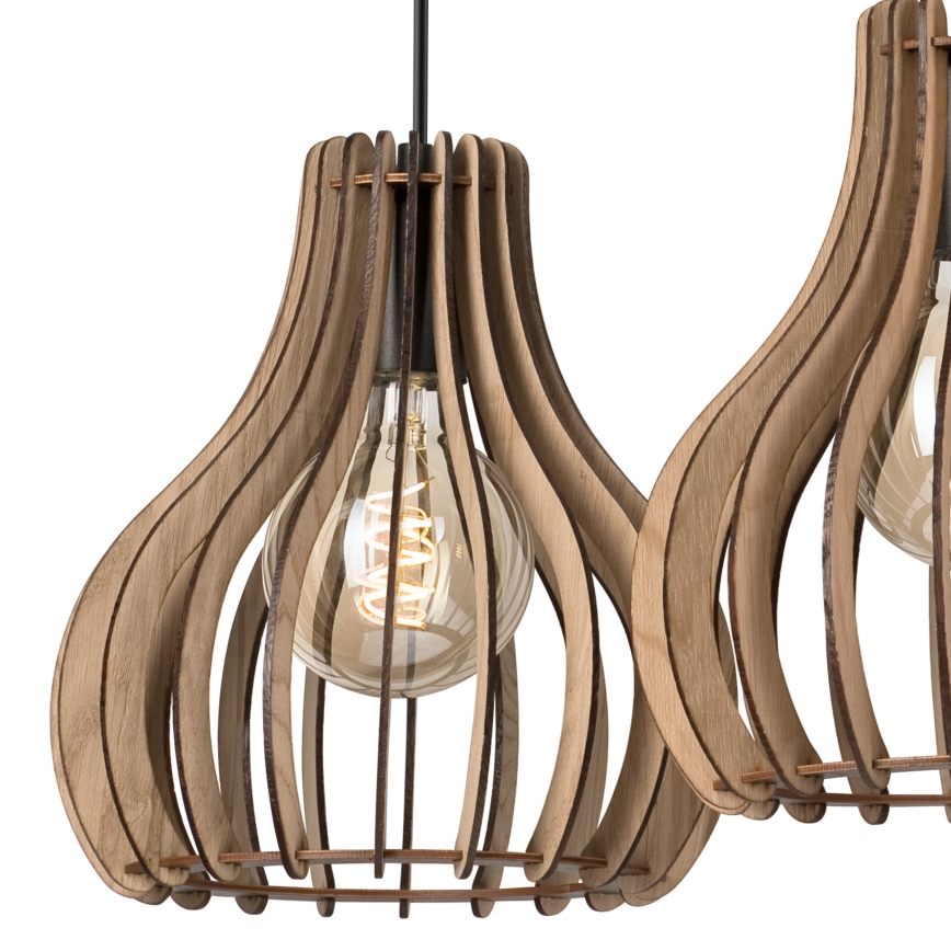 Lámpara colgante TUCCI 3xE27/15W/230V roble/negro