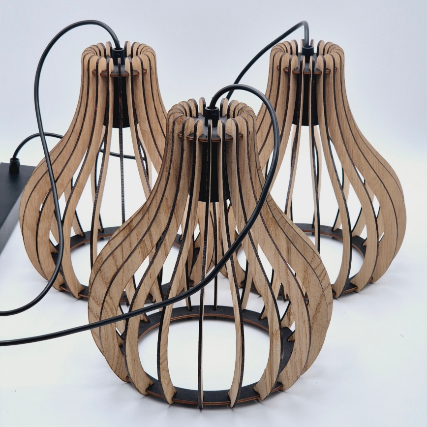 Lámpara colgante TUCCI 3xE27/15W/230V roble/negro
