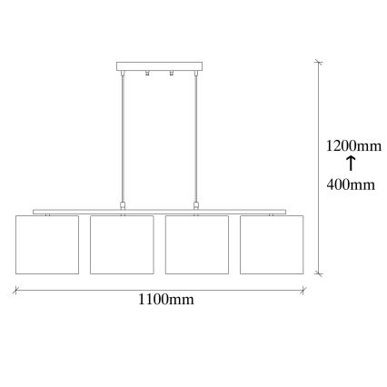 Lámpara colgante VALIZ 4xE27/40W/230V