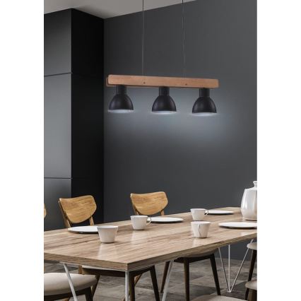 Lámpara colgante VARIO 3xE27/60W/230V abedul