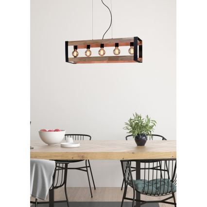 Lámpara colgante VARNA 5xE27/40W/230V roble