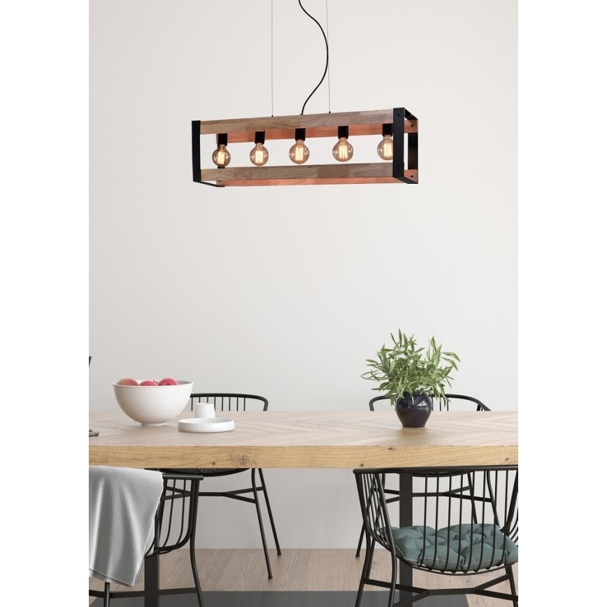 Lámpara colgante VARNA 5xE27/40W/230V roble