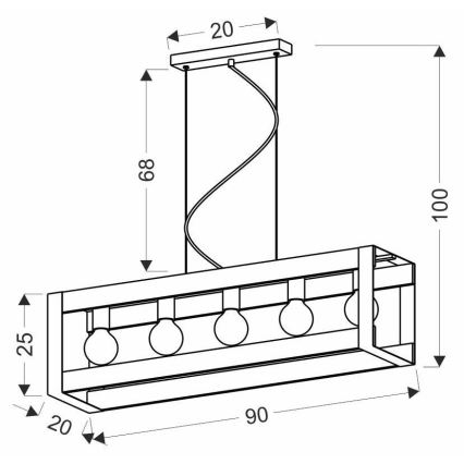 Lámpara colgante VARNA 5xE27/40W/230V roble