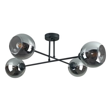 Lámpara colgante VASCO 4xE27/60W/230V negro/negro ahumado