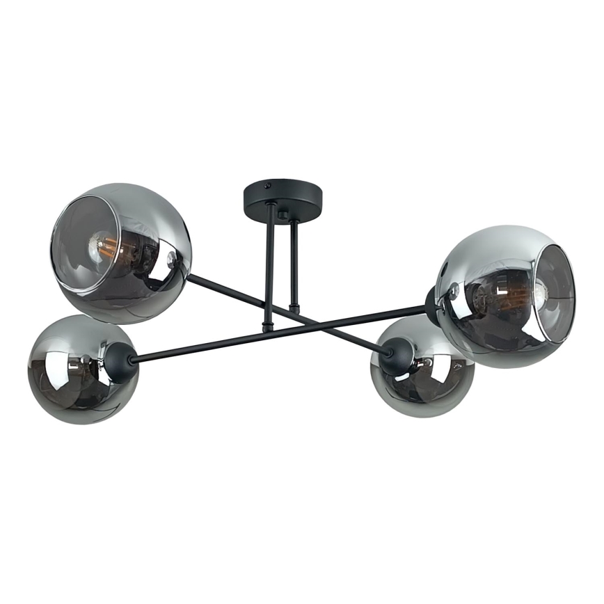 Lámpara colgante VASCO 4xE27/60W/230V negro/negro ahumado