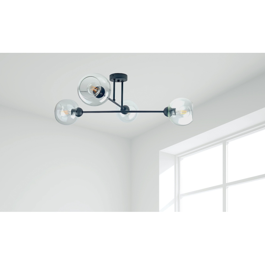 Lámpara colgante VASCO 4xE27/60W/230V negro/transparente