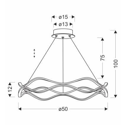 Lámpara colgante VAVE LED con cable, 28W/230V, oro rosa