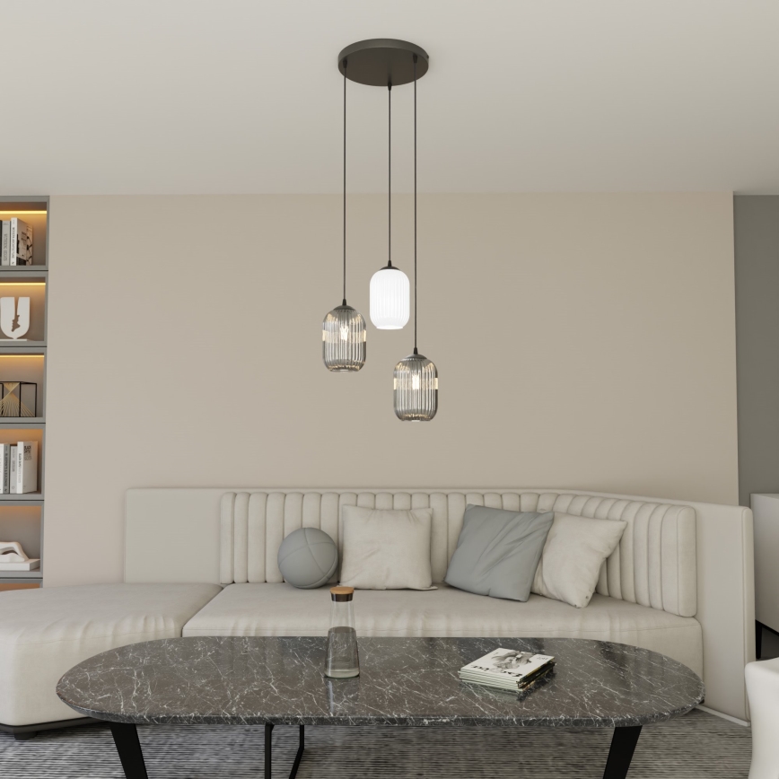 Lámpara colgante VERDI 3xE27/15W/230V diá. 30 cm negro/gris/blanco