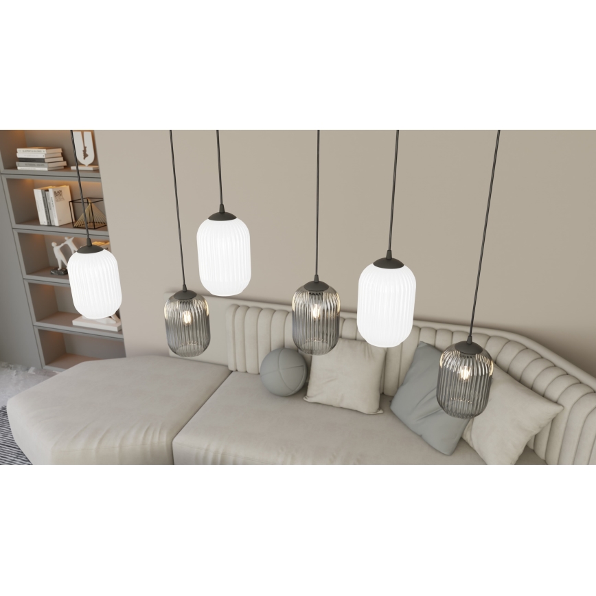 Lámpara colgante VERDI 3xE27/15W/230V diá. 30 cm negro/gris/blanco