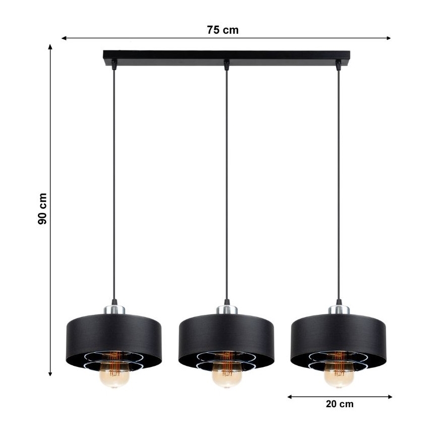 Lámpara colgante VEST 3xE27/60W/230V