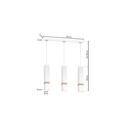 Lámpara colgante VIDAR 3xGU10/25W/230V blanca