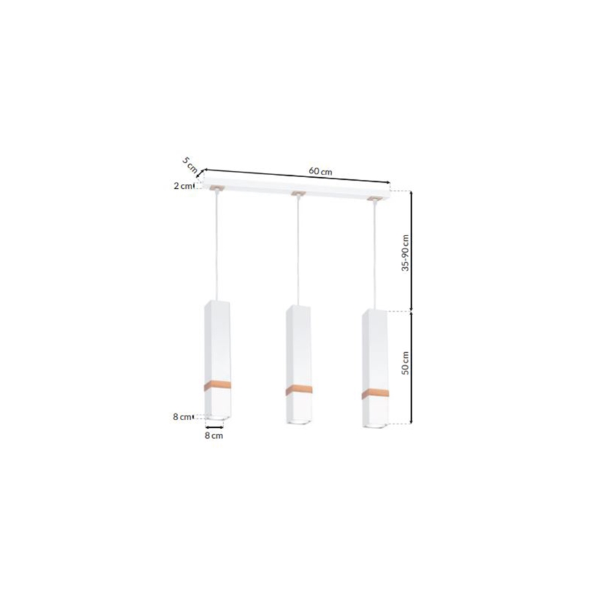 Lámpara colgante VIDAR 3xGU10/25W/230V blanca