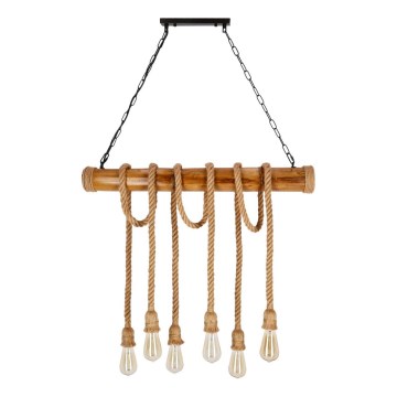 Lámpara colgante VINT 6xE27/40W/230V de bambú