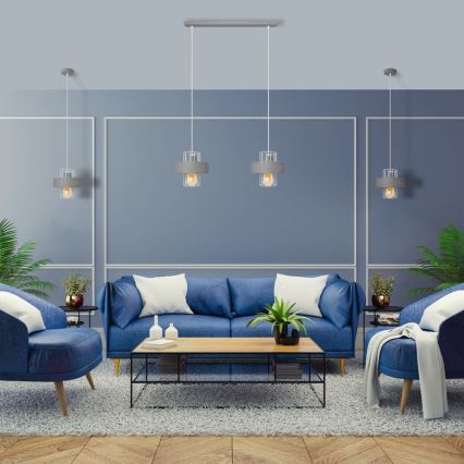 Lámpara colgante VOLTA 2xE27/15W/230V gris