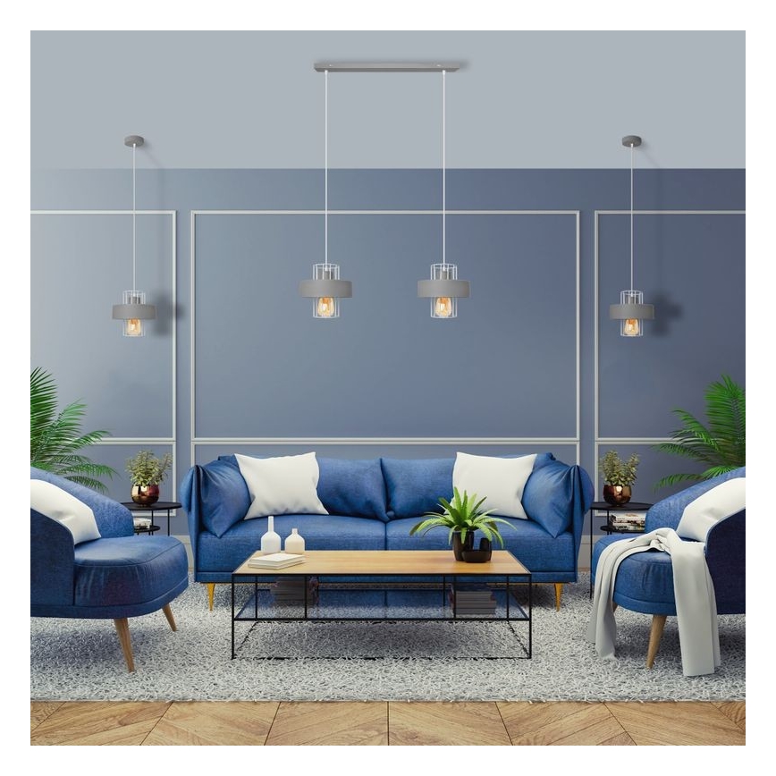 Lámpara colgante VOLTA 2xE27/15W/230V gris