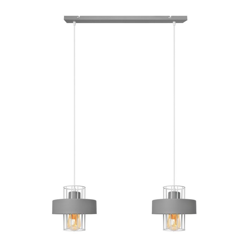 Lámpara colgante VOLTA 2xE27/15W/230V gris