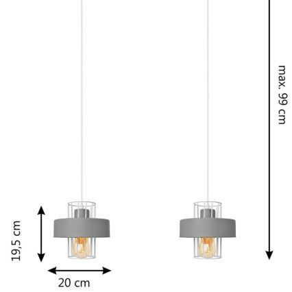 Lámpara colgante VOLTA 2xE27/15W/230V gris