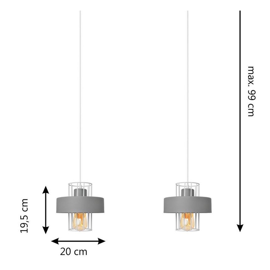 Lámpara colgante VOLTA 2xE27/15W/230V gris