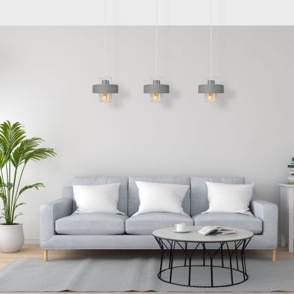 Lámpara colgante VOLTA 3xE27/15W/230V gris