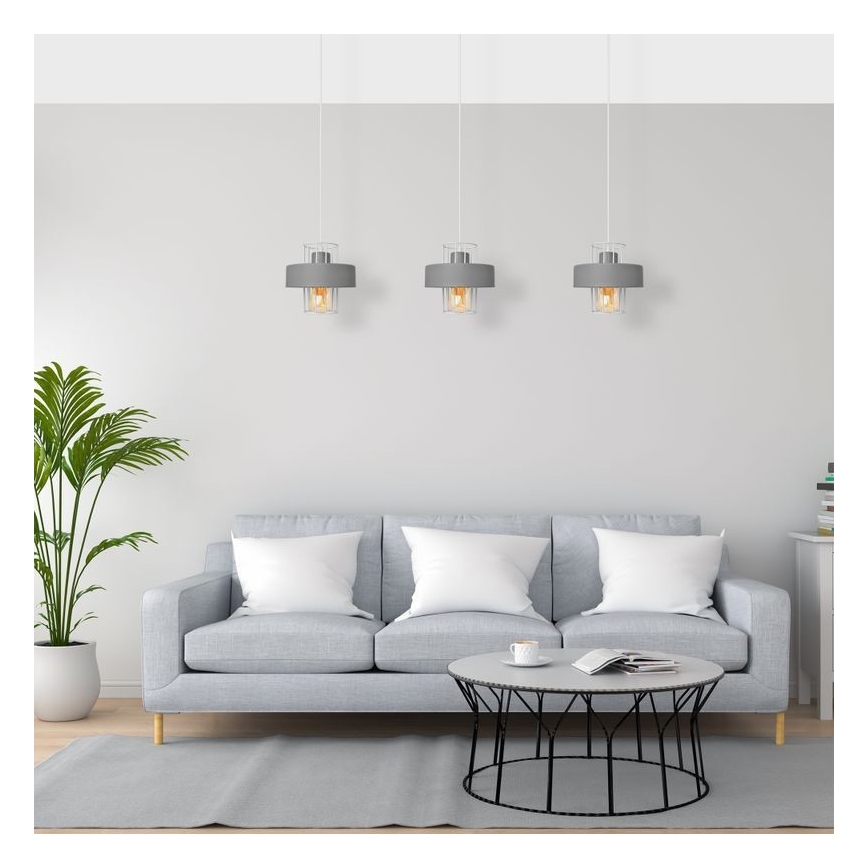 Lámpara colgante VOLTA 3xE27/15W/230V gris