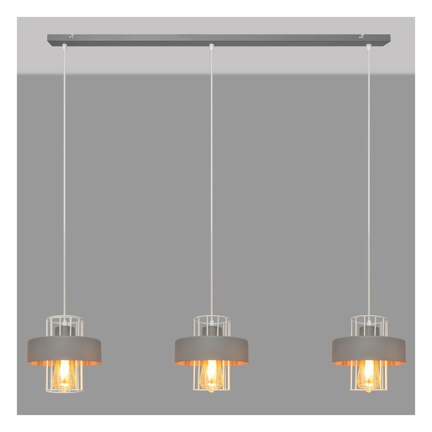 Lámpara colgante VOLTA 3xE27/15W/230V gris