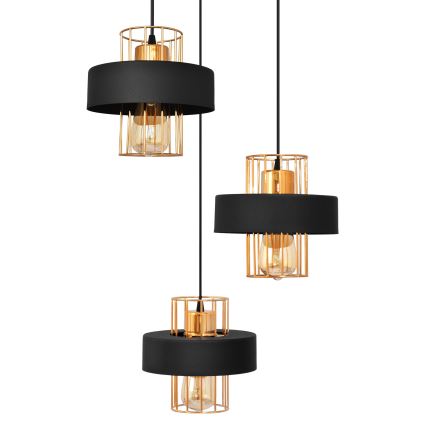 Lámpara colgante VOLTA 3xE27/15W/230V negro/dorado