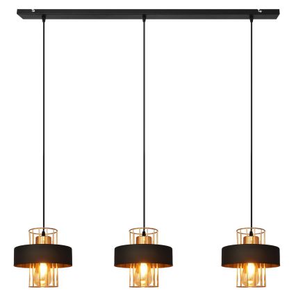Lámpara colgante VOLTA 3xE27/15W/230V negro/dorado