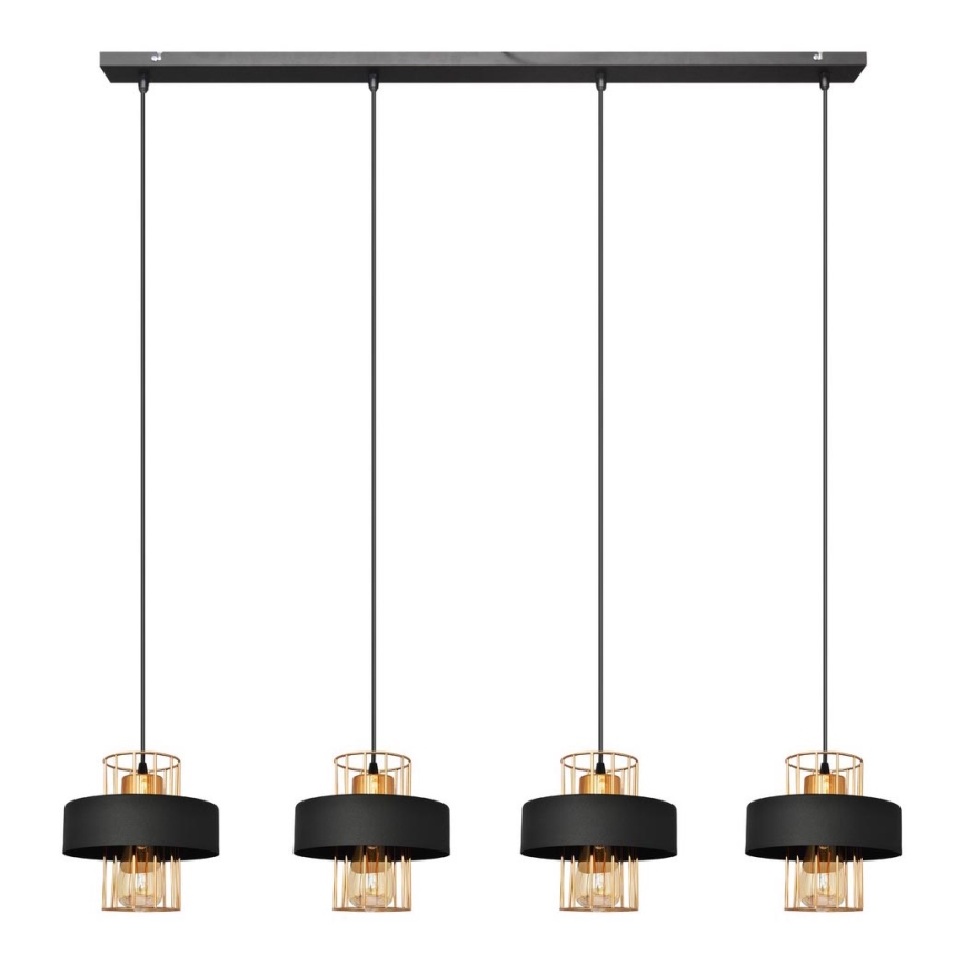 Lámpara colgante VOLTA 4xE27/15W/230V negro/dorado