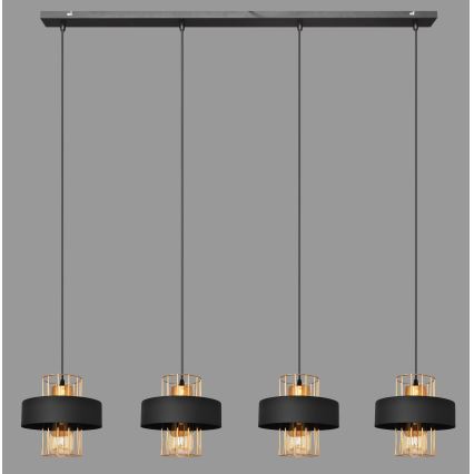 Lámpara colgante VOLTA 4xE27/15W/230V negro/dorado