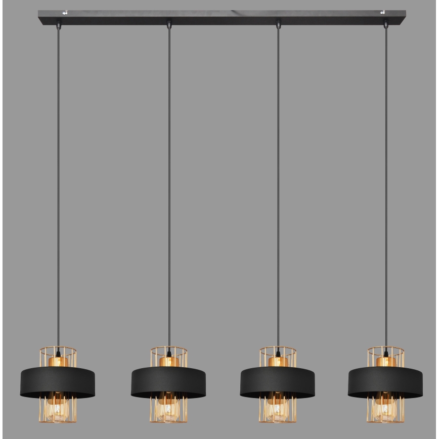 Lámpara colgante VOLTA 4xE27/15W/230V negro/dorado