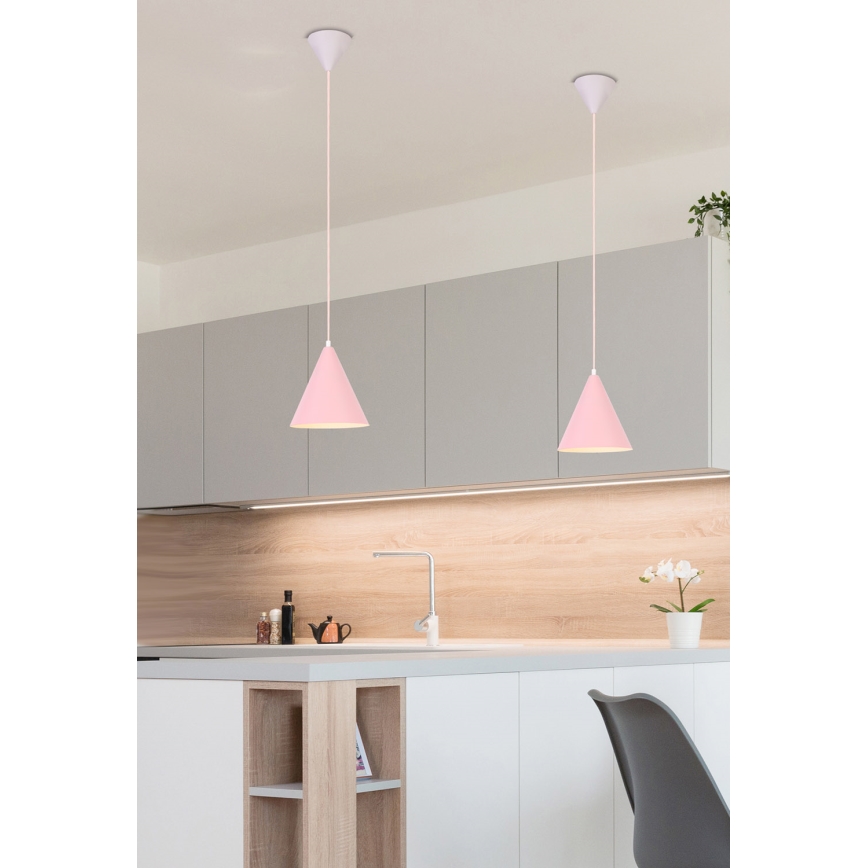 Lámpara colgante VOSS 1xE27/40W/230V rosa/blanco