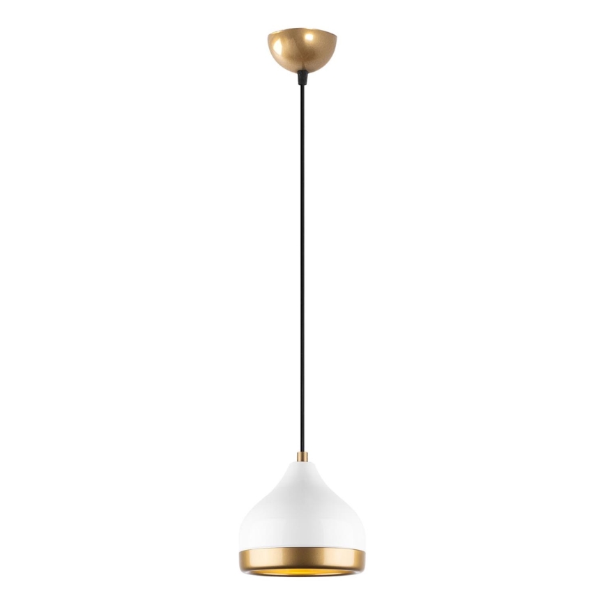 Lámpara colgante YILDO 1xE27/40W/230V blanco/dorado