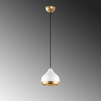 Lámpara colgante YILDO 1xE27/40W/230V blanco/dorado