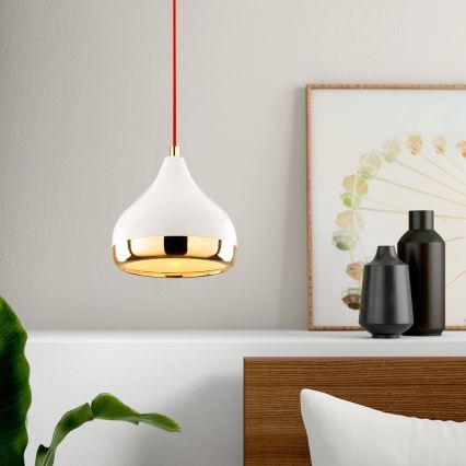 Lámpara colgante YILDO 1xE27/40W/230V blanco/dorado/rojo