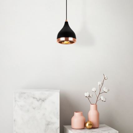 Lámpara colgante YILDO 1xE27/40W/230V negra/cobre