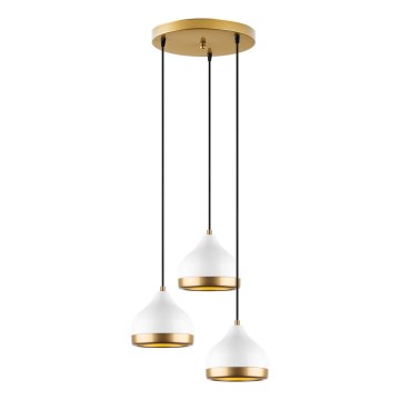 Lámpara colgante YILDO 3xE27/40W/230V blanca/dorada