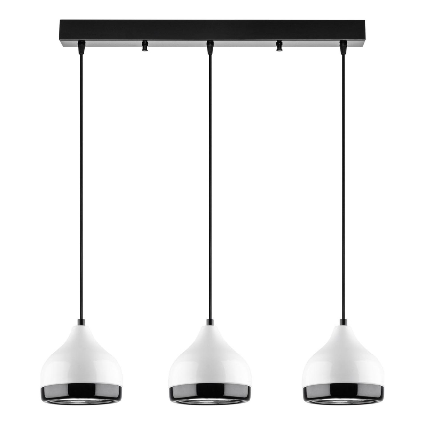 Lámpara colgante YILDO 3xE27/40W/230V blanca/negra