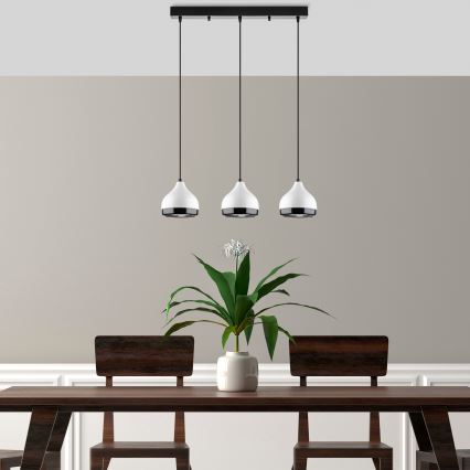 Lámpara colgante YILDO 3xE27/40W/230V blanca/negra