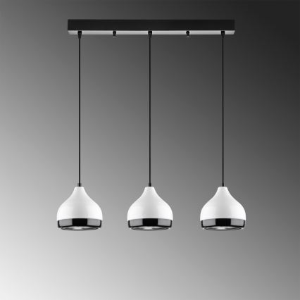 Lámpara colgante YILDO 3xE27/40W/230V blanca/negra