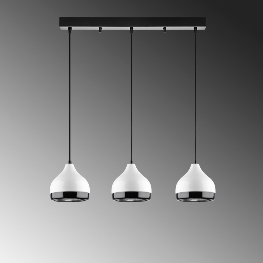 Lámpara colgante YILDO 3xE27/40W/230V blanca/negra