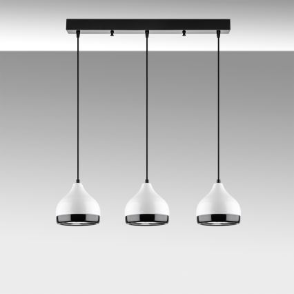 Lámpara colgante YILDO 3xE27/40W/230V blanca/negra